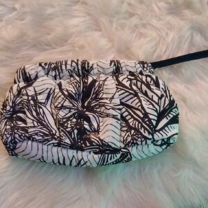 Vince Camuto Black and White Floral Wristlet Bag